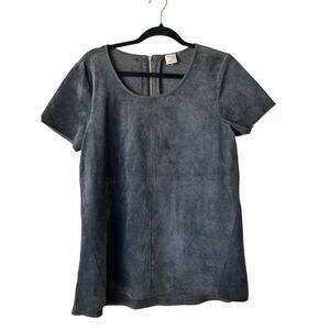 Ecru Genuine Suede Mixed Media Top size L Modern Contemporary